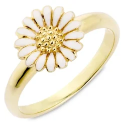 10 mm marguerit ring i forgyldt sølv - Matilda