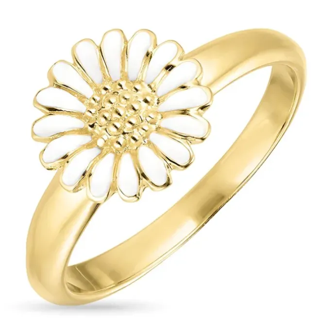 10 mm marguerit ring i forgyldt sølv - Matilda