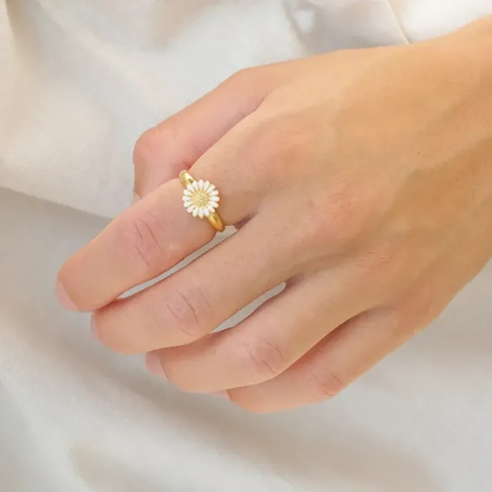 10 mm marguerit ring i forgyldt sølv - Matilda