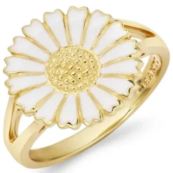 14 mm marguerit ring i forgyldt sølv - Marie