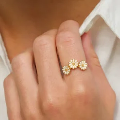 7 mm marguerit ring i forgyldt sølv - Maggie