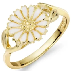 10 mm marguerit ring i forgyldt sølv - Marie