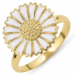 15 mm marguerit ring i forgyldt sølv - Marie