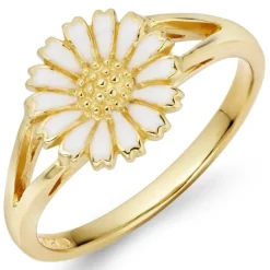 10 mm marguerit ring i forgyldt sølv - Marie