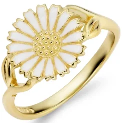 11 mm marguerit ring i forgyldt sølv - Marie