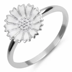 12 mm marguerit ring i rhodineret sølv - Marie
