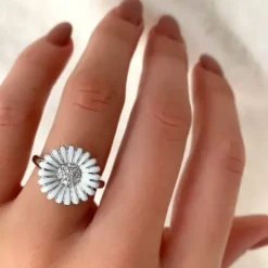15 mm marguerit ring i rhodineret sølv - Matilda