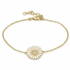 14 mm marguerit zirkon armbånd i forgyldt sølv - Matilda