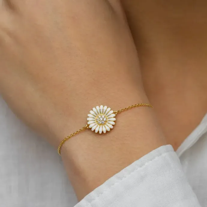 14 mm marguerit zirkon armbånd i forgyldt sølv - Matilda
