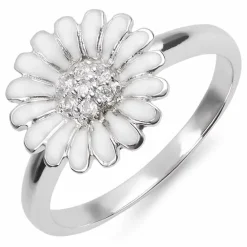 11 mm marguerit zirkon ring i sølv - Matilda