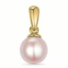 6 mm rosa perle vedhæng i 9 karat guld