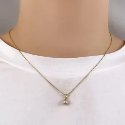 6 mm rosa perle vedhæng i 9 karat guld