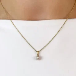 6 mm rosa perle vedhæng i 14 karat guld