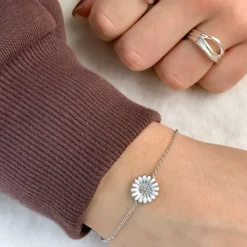 10 mm Siersbøl marguerit armbånd i sølv