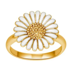 15 mm Siersbøl marguerit ring i forgyldt sølv