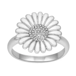15 mm Siersbøl marguerit ring i rhodineret sølv
