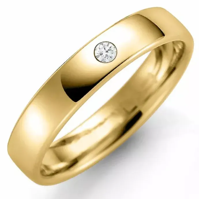 4 mm vielsesring i 9 karat guld 0,03 ct