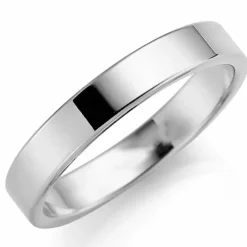 4 mm vielsesring i 9 karat hvidguld