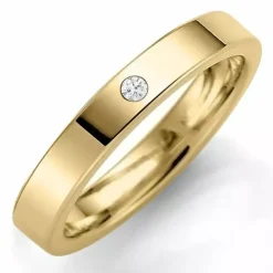 3 mm vielsesring i 9 karat guld 0,02 ct