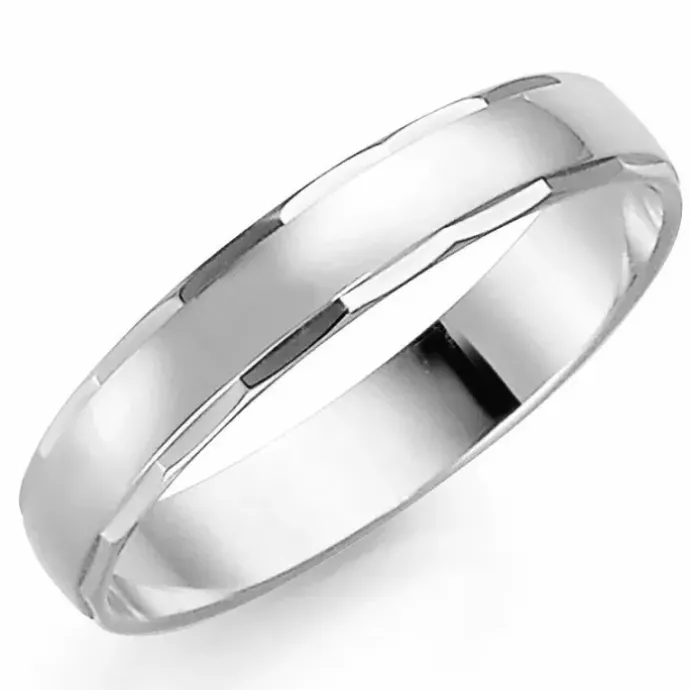 4 mm vielsesring i 9 karat hvidguld