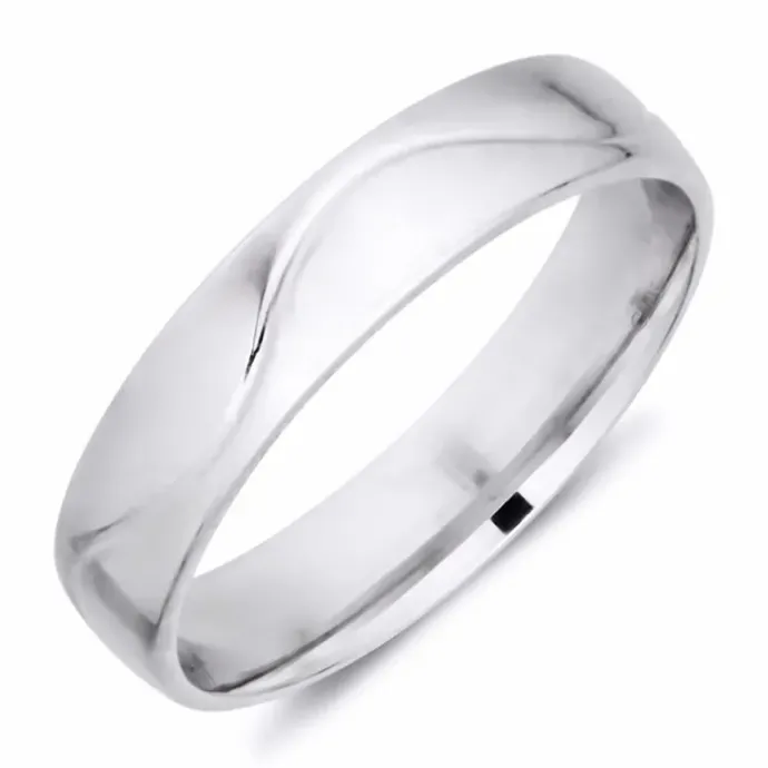 5 mm vielsesring i 14 karat hvidguld