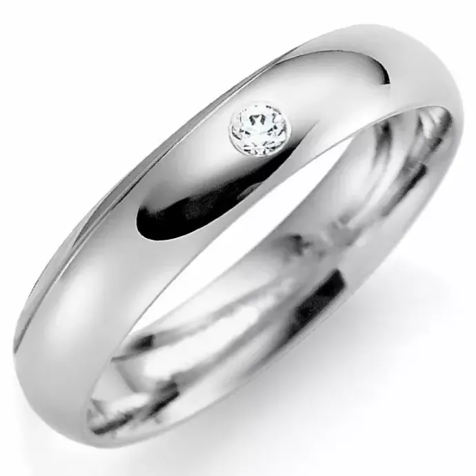 4 mm vielsesring i 9 karat hvidguld 0,03 ct
