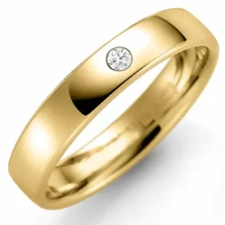 4 mm vielsesring i 14 karat guld 0,03 ct