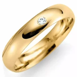 4 mm vielsesring i 14 karat guld 0,03 ct