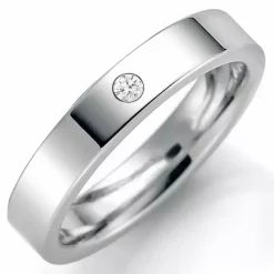 3 mm vielsesring i 9 karat hvidguld 0,02 ct