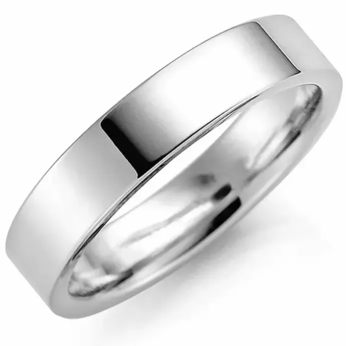 5 mm vielsesring i 9 karat hvidguld