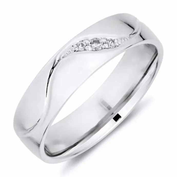 5 mm vielsesring i 14 karat hvidguld 0,008 ct og 0,02 ct