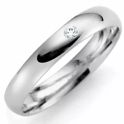 3 mm vielsesring i 14 karat hvidguld 0,02 ct