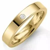 4 mm vielsesring i 14 karat guld 0,03 ct