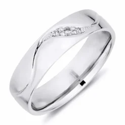 5 mm vielsesring i 9 karat hvidguld 0,008 ct og 0,02 ct