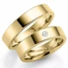 5 mm vielsesringe i 9 karat guld 0,03 ct - sæt