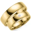 5 mm vielsesringe i 9 karat guld 0,03 ct - sæt