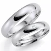 4 mm vielsesringe i 9 karat hvidguld 0,03 ct - sæt
