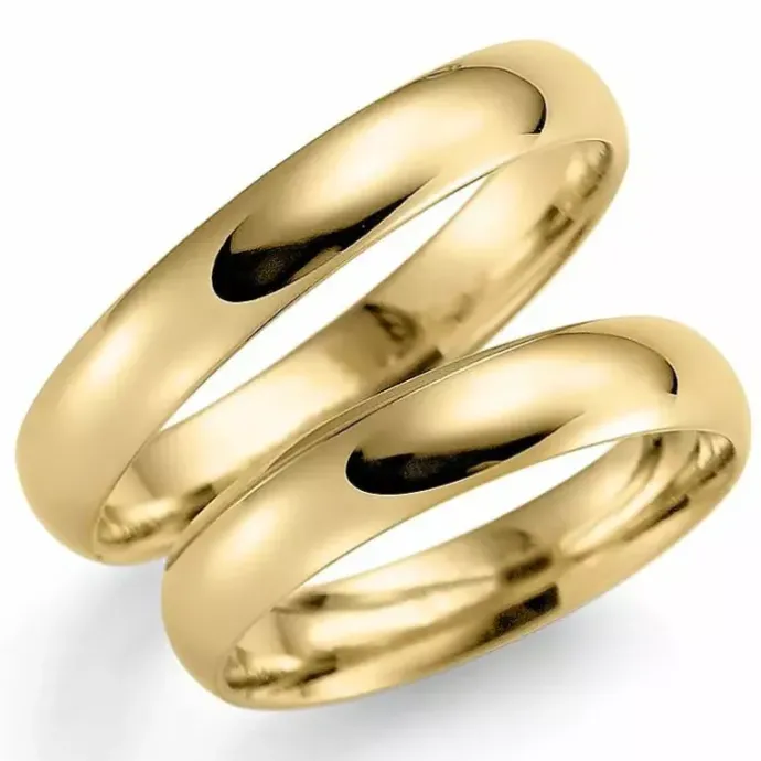 4 mm vielsesringe i 9 karat guld - sæt