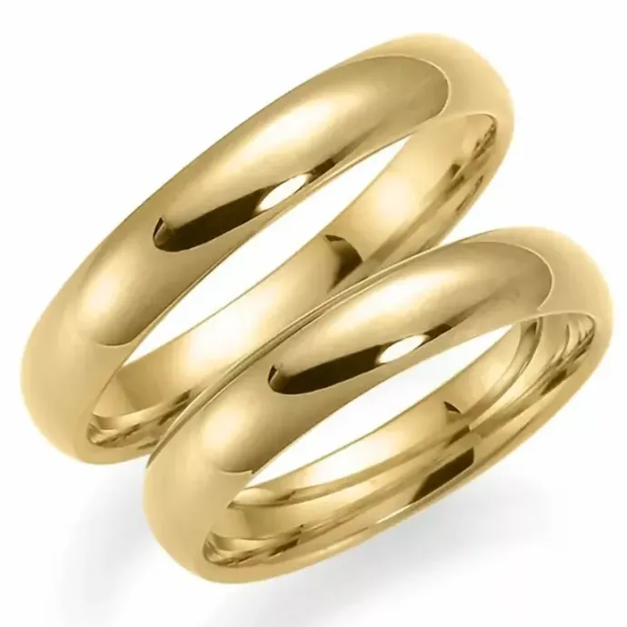 4 mm vielsesringe i 9 karat guld - sæt