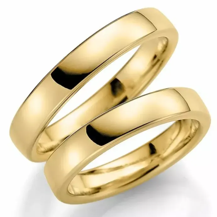 4 mm vielsesringe i 14 karat guld - sæt