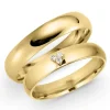 4 mm vielsesringe i 9 karat guld 0,03 ct - sæt