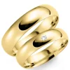 6 mm vielsesringe i 9 karat guld 0,03 ct - sæt