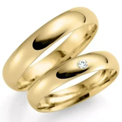 3 mm vielsesringe i 9 karat guld 0,02 ct - sæt