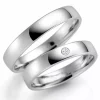 4 mm vielsesringe i 14 karat hvidguld 0,03 ct ct - sæt