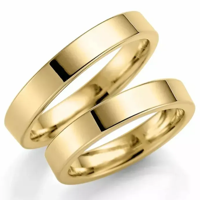 4 mm vielsesringe i 14 karat guld - sæt