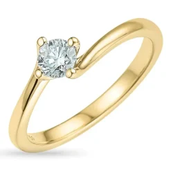 5,2 mm zirkon guldring i 9 karat guld