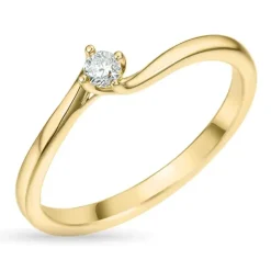 3,3 mm zirkon guldring i 9 karat guld