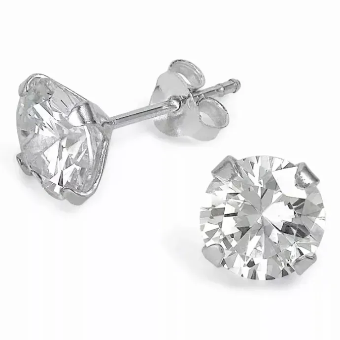 7 mm zirkon øreringe i sølv