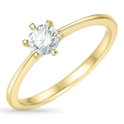 6,3 mm zirkon solitairering i 9 karat guld