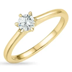 5,3 mm zirkon solitairering i 9 karat guld